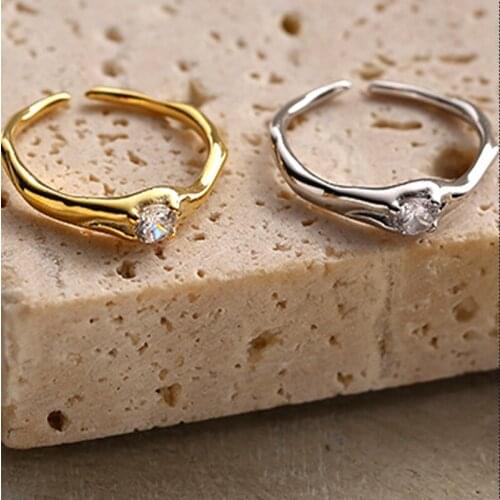 Original Silver 925 Rings For Women Couple Open Adjustable Rings 2021 Trend Gold Jewelry Vintage Zircon Luxury Fashion Cute One
