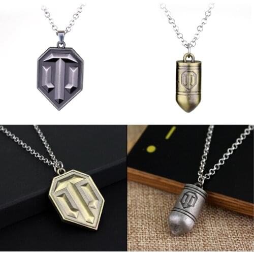 Hot Game World Of Tanks Bullet Charm Necklace Metal Pendant Men Women WOT Chain Statement Necklace Bronze Choker Jewelry