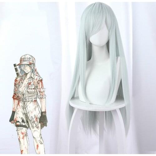 80cm Cells at Work Cosplay Wigs Long Heat Resistant Synthetic Hair Halloween Cosplay Prop Wig Cosplay Wig + Wig Cap