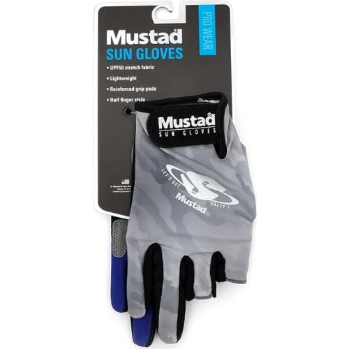 Mustad Fishing Gloves 3 Fingerless Breathable Quick Drying Anti-slip Fishing Gloves Outdoor Sports Gloves for Camping Running