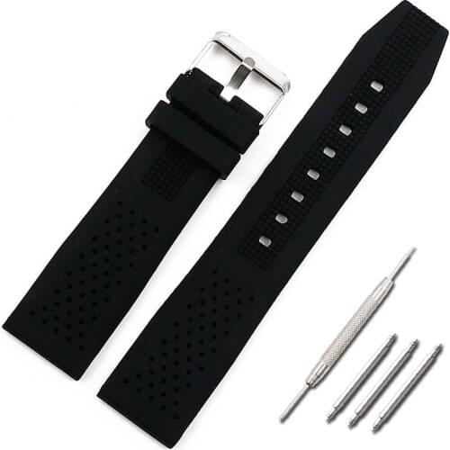 Silicone strap mens watch accessories pin buckle 22mm sports waterproof rubber strap female for TAG Heuer Seiko men watch band