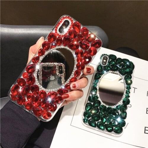 Phone Case For Iphone 12 11 Pro XS Max XR X 6 8 7 Plus Glass Rhinestone Mirror Cases Bling Funda Telefon Crystal Clear Stone