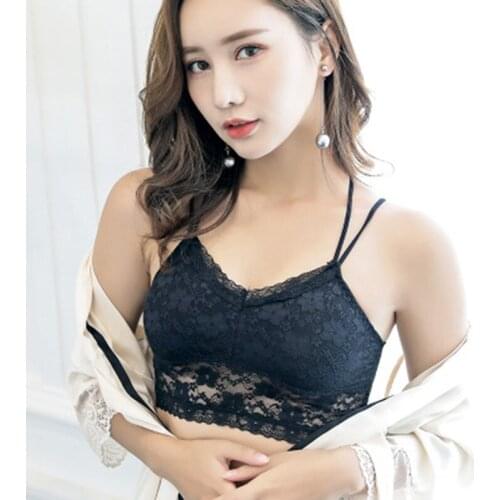 Sexy Women Wrapped Chest Slim Thin Lace Strap Backless Summer Bra Solid Comfortable Padded Brassiere Bras