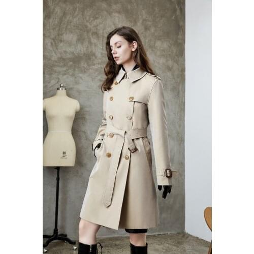 Shimeijialian Women's Double Breasted Trench Coats