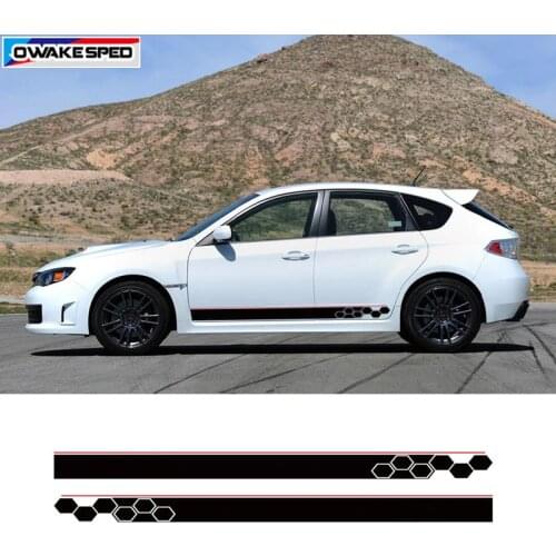 Beehive Racing Sport Stickers Car Door Side Skirt Stripes Auto Body Decor Decals For Subaru Impreza WRX STI