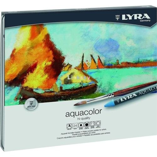 LYRA Aquacolor Water-Soluble Wax Crayons, Set of 24 Crayons, Assorted Colors (5611240)