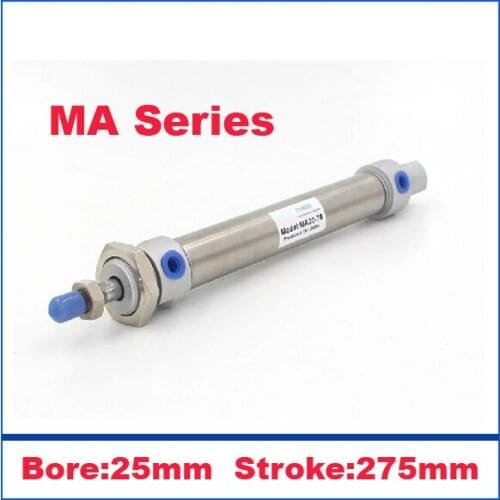 High quality double acting pneumatic small cylinders stainless steel 25mm bore 275mm stroke MA25-275 mini air cylinder