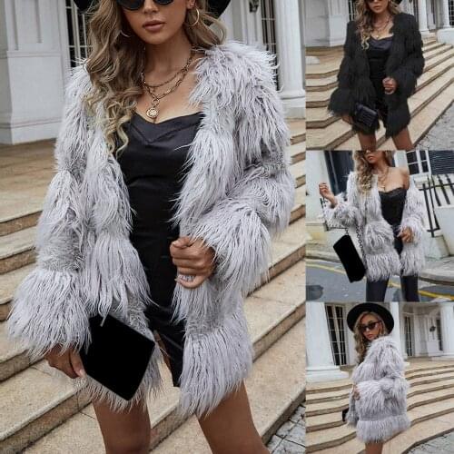 Women Fuzzy Coats Open Front Winter Cardigan Coat Artificial Fur-grass Warm Winter Outwear Jackets Fast Free Shipping Ropa Mujer