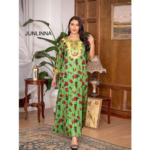 Robes-Casual-Geometrique Dress 2021 Fashion New Women Embroidery and Printing Dresses Muslim Wear