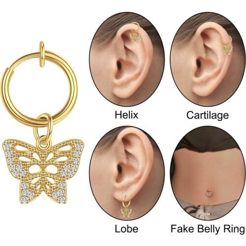 Gold Fake Belly Button Rings Navel Clip Faux Clip on Earrings Belly Piercing Ombligo Non Piercing Navel Ring Body Jewerlry