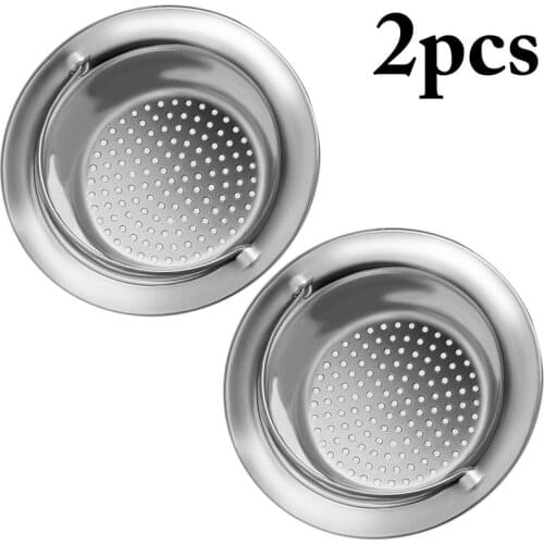 2PCS Kitchen Sink Strainer Stainless Steel Drain Strainer Hair Catcher Sink Multifunction Shower Hair Strainer Sink Stopper