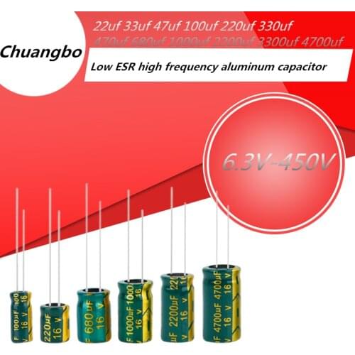20-500pcs 22uf 33uf 47uf 100uf 220uf 330uf 470uf 680uf 1000uf 2200uf 3300uf 4700uf 20% 4v 6.3v 10v 16v 25v 35v 50v 63v 250v 400