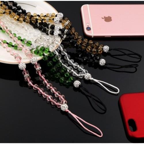 20pcs crystal neck Mobile Phone Straps ring Rope for Galaxy S6 S7 huawei for iphone 7 8 Lanyard neck Strap Phone accessories