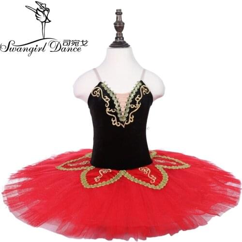 Girls ballerina Don Quixote black red pre-professional ballet tutu stage costume dress women&adult pancake tutu 18010