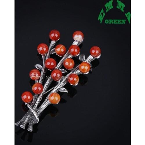 Stone broche 35x70mm Retro Metal Color Brooch Bouquet Flower Scarf Buckle Clip Pins Badge Brooches Collar Badges Anne Fontaine