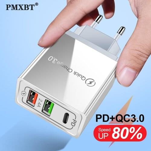 PMXBT Quick Charge 3.0 PD Charger 36W QC 3.0 Type C USB Fast Charger For iPhone Samsung Mobile Phone Charging Adapter EU US Plug