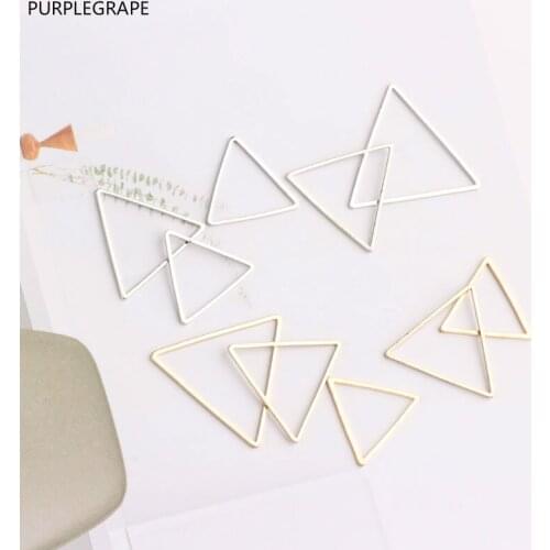 DIY Earrings Material Brass Accessories Minimalist Geometry Triangle Border Necklace Pendant 10pcs