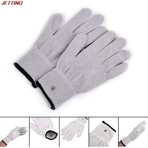 Electrode Gloves Electrical Shock Fiber Therapy Massage, Electro Shock Gloves Electricity Conductive Gloves Sex Toys