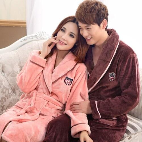 Flannel pajamas for men and women bathrobes thickened coral pajamas