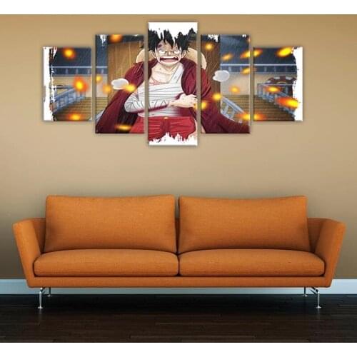 HD 5 Panel Anime One Piece Poster Luffy Canvas Painting Mural Modern Living Room Bedroom Home Wall Decoration