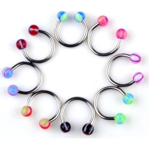 10pcs/lot Surgical Steel Piercing Nose Ring Ball Arrow Horseshoe Circular Ring Labret Nipple Hoops Nose Eyebrow Piercing Jewelry
