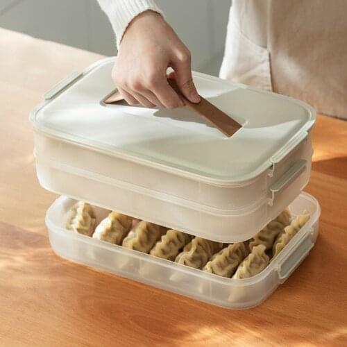 Frozen dumplings storage box refrigerator multi-layer food non sticky organizer cold heat resistant plastic case