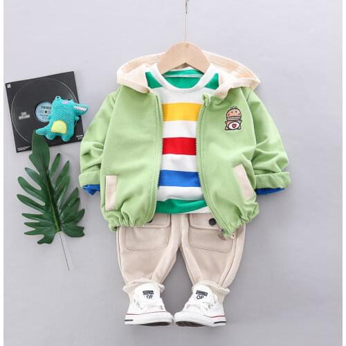 Spring Autumn Outfits Baby Girls Clothing Sets Cute Infant Cotton Suits Hooded Zipper Jacket T Shirt Pants Boys Kids Tracksuit