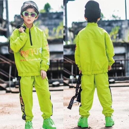 Fashion Kids Hip Hop Dance Costume For Boys Jazz Sweatshirt Street Dance Wear Hip Hop Suit Stage Performance Clothes BL3648