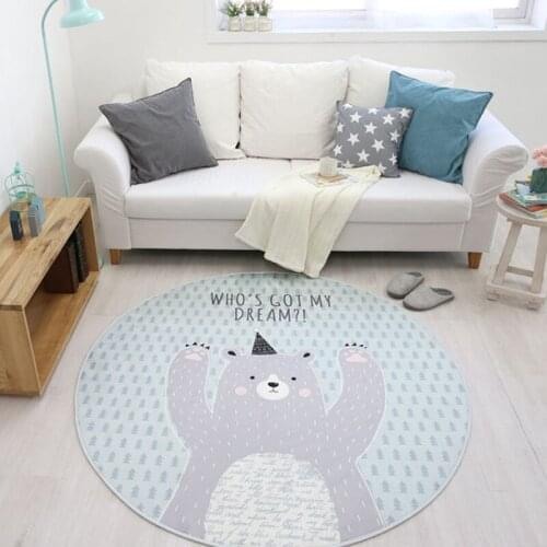 White Bear Carpet Rugs Nordic Style Living Room Bedroom Soft Thicken Round Carpets For Kids Living Room Non-slip Absorbent Mats