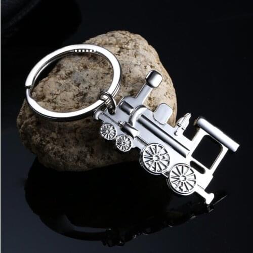 Creative steam train Locomotive Metal Keychain Aotomotive Keyring Key Chain Ring Key Fob Holder