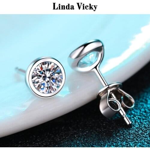 LINDA VICKY 925 Sterling silver Stud Earrings VVS Moissanite Diamond Test Pass Women Earrings Real Moissanite Precious Gift New