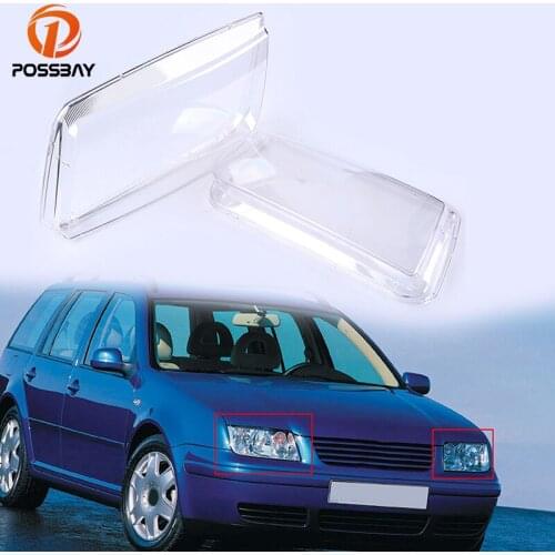 POSSBAY Headlight Lenses Car Headlamp Lens for VW Bora/Variant/4 Motion 1999-2005 Plastic Clear Cover Case Headlamp Shell