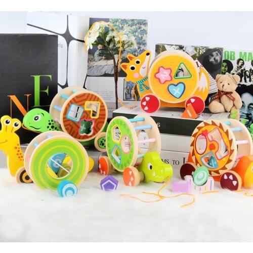 Boys Girls Baby Toddlers Pull Snail Hedgehog Animal Trailer Car Educational Toy
