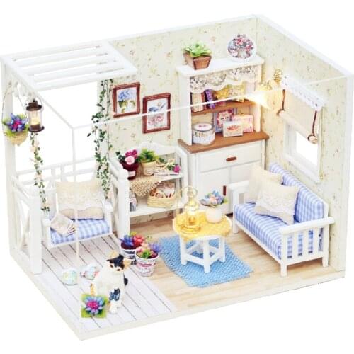 CUTE ROOM DIY Miniature Dollhouse with Music Box Furnitures LED 3D Wooden Toys for Children New Year Christmas Gift