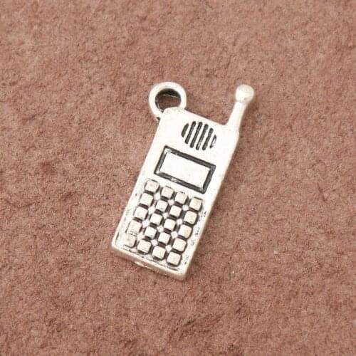 RAINXTAR Fashion Vintage Phone Shape Alloy Jewelry DIY Charms 10*22mm 20pcs AAC1042
