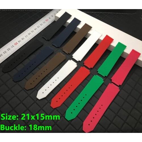 Soft Blue Red Watchband for Hublot strap female women rubber waterproof silicone watch band 21*15mm wrist belt 18mm buckle tools