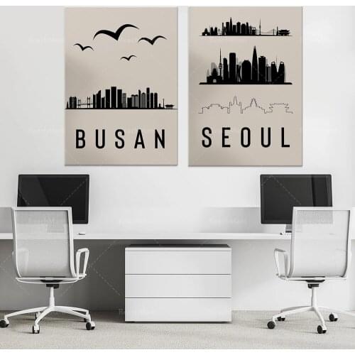 A set of 2 printable Korean posters | Living room wall decoration | Korean gifts | Korean art | Seoul posters | Busan posters