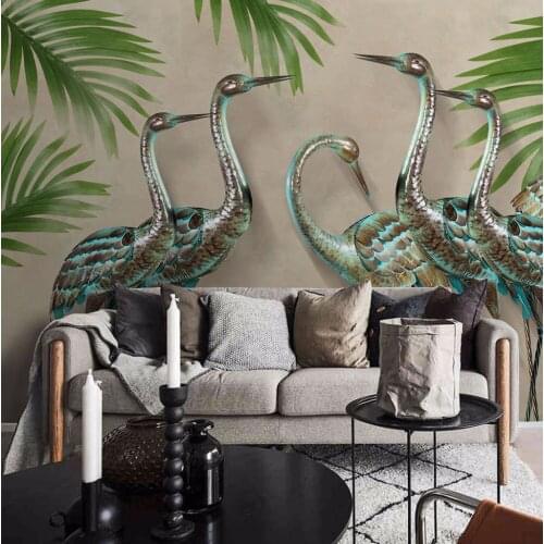 Papel Mural 8d crane Wallpaper Mural wall stickers for living room 8d Photo Mural 3D Tv rooms wallpaper Decor Wall Decals Art