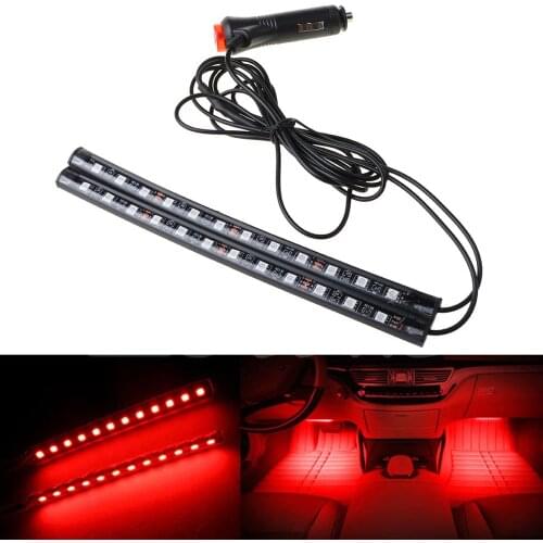 New Signal Lamp Red 2X12 LED Car Interior Footwell Floor Decor Atmosphere Light Neon Strips