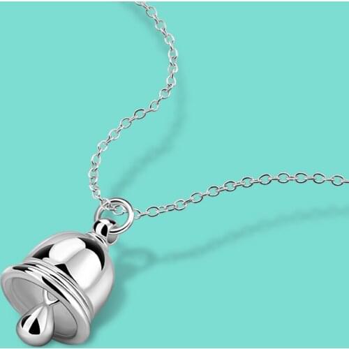 Fashion Female 925 Sterling Silver Necklace New Design Christmas Bell Pendant Chain Attractive Womans Jewelry Gifts
