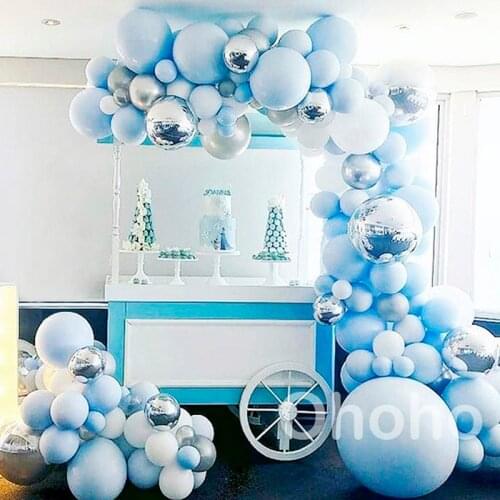 Pastel Blue Balloon Arch Set Boy Kids Birthday Party Baby Shower Christening Baptism Matte Air Balloon Garland Set Decoration