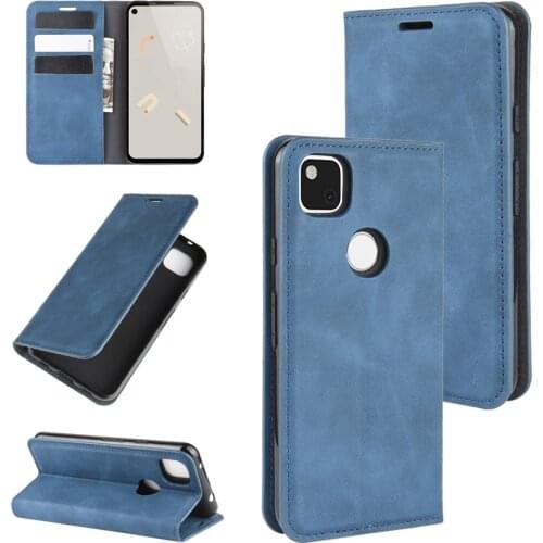 Pixel4A Auto Imitation Switch Leather Case for Google Pixel 4a (5.81in) Flip Wallet Book Style Protect Cover Black Google4A