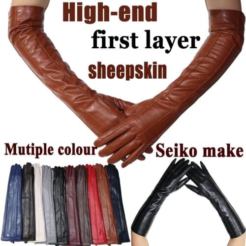 New winter long leather gloves women sheepskin long leather gloves warm thin section genuine leather gloves touch screen