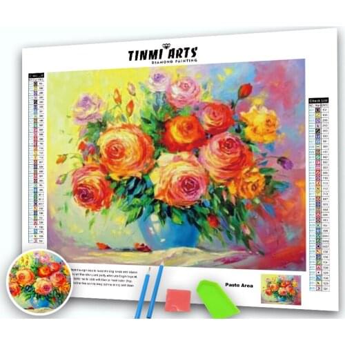 Full Round Diamond Painting Colorful Flower 5D Diamond Embroidery Mosaic Cross Stitch Landscape Rose Home Decor Gift