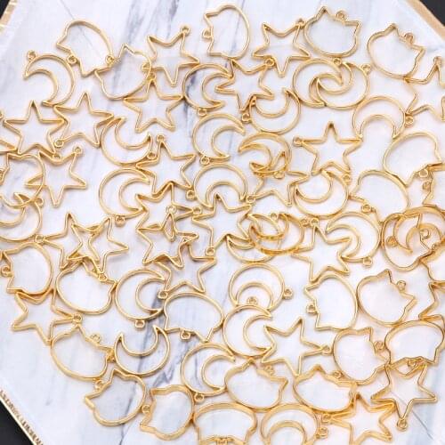 90Pcs Moon Star Resin Frame Open Bezels Setting Blank Pendant Jewelry Making MXME