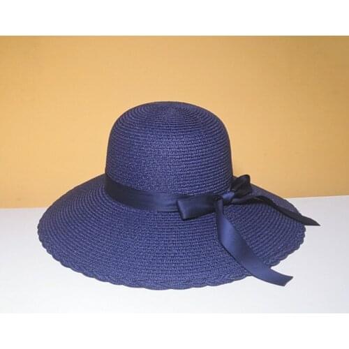 2021 Fashion Simple Foldable Wide Brim Floppy Girls Straw Hats Sun Hat Beach Women Summer UV Protect Travel Caps Lady Cap Female