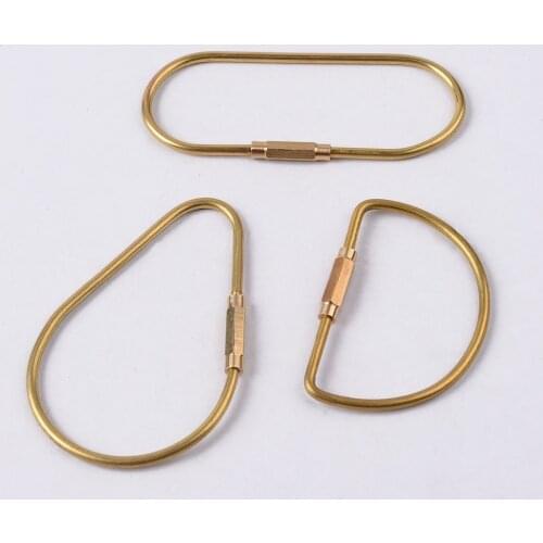 MIX 2PCS Vintage Solid Brass key ring Screw Lock Carabiner EDC Keychain belt O D hook chain clip Biker bag hook DIY hand made