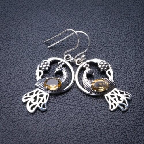 StarGems Natural Citrine Handmade 925 Sterling Silver Earrings 1.75" E0587