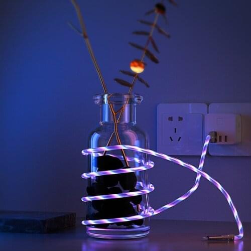 Flowing Lighting LED USB Charger Data Cable Type C Micro USB Fast Charging Mobile Phone Cables For Huawei Samsung XIao Mi Red Mi