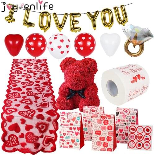 Romantic Wedding I Love You Foil Balloons Heart Ballons Rose Bear Gift Valentine Day Wedding Decorations Latex Globos Supplies